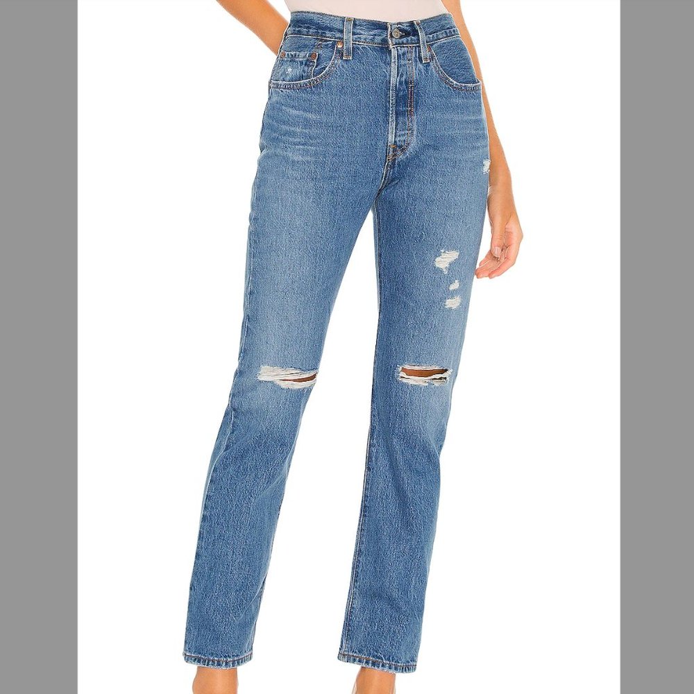 LEVI'S 501 Straight Leg Jeans in Athens Crown With Destruction